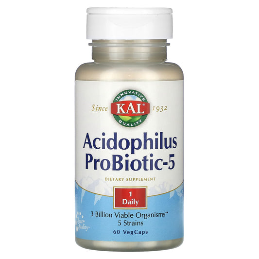 KAL Acidophilus ProBiotic-5 60 VegCaps for Gut Health - Image 1