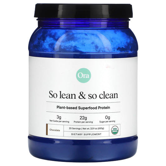 Ora, So Lean & So Clean, Plant-Based Superfood Protein, Chocolate, 22.9 oz (650 g) - Image 1