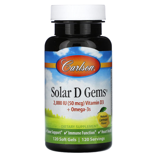 Carlson Solar D Gems Vitamin D3 Omega-3 Soft Gels, 120 Count - Image 1