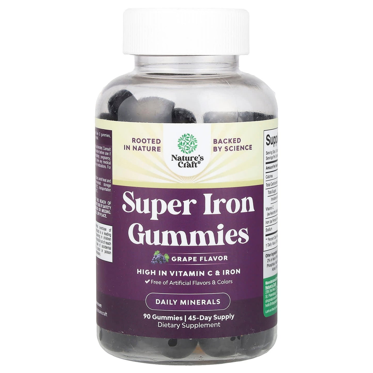 Nature's Craft, Super Iron Gummies, Grape , 90 Gummies - Image 1