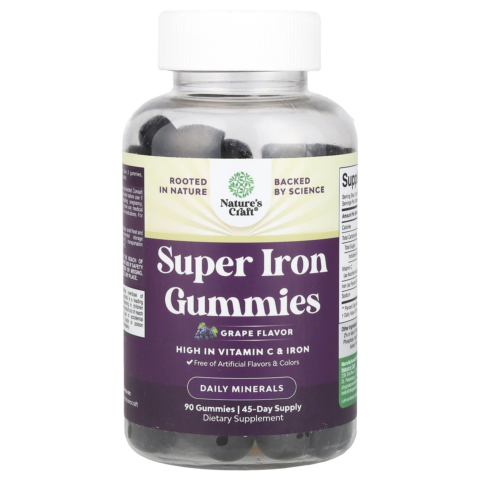 Nature's Craft, Super Iron Gummies, Grape , 90 Gummies - Image 1