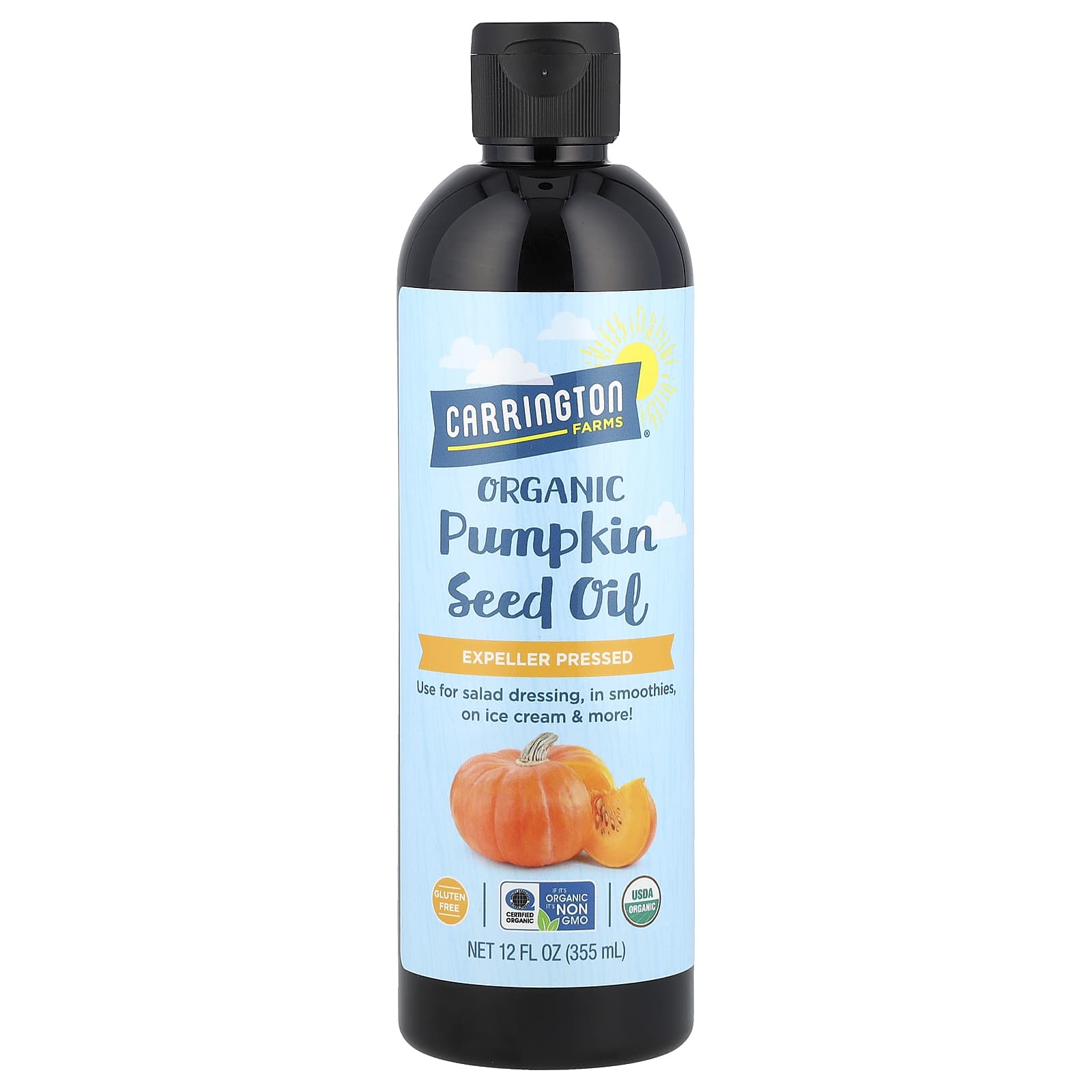 Organic Pumpkin Seed Oil by Carrington Farms - 12 fl oz (355 ml) - Image 1