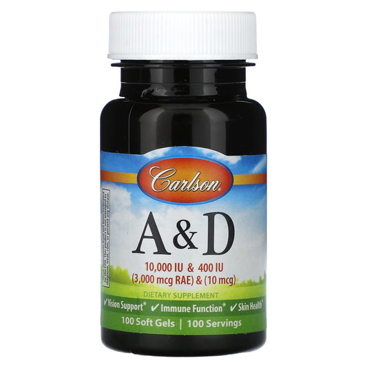 Carlson Vitamin A & D 100 Soft Gels for Immune Support - Image 1