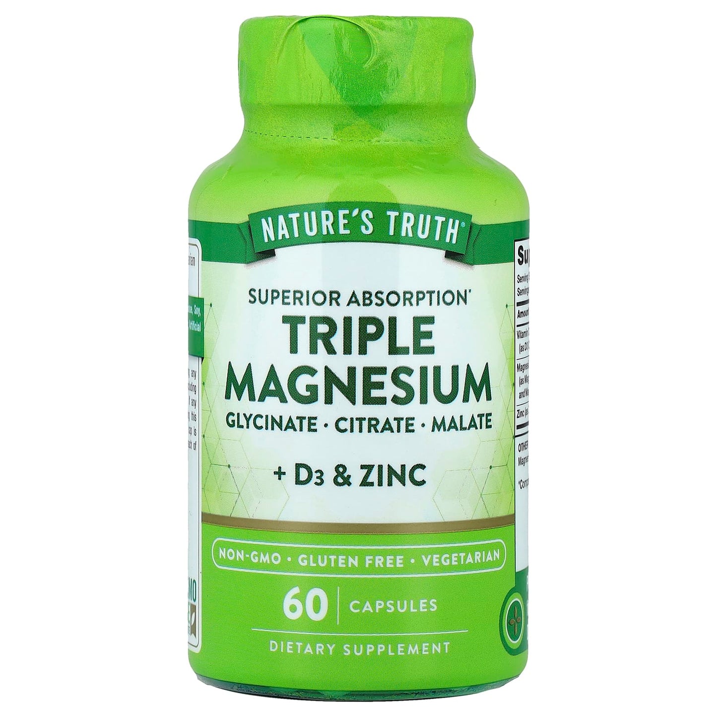 Nature's Truth, Triple Magnesium + D3 & Zinc, 60 Capsules - Image 1