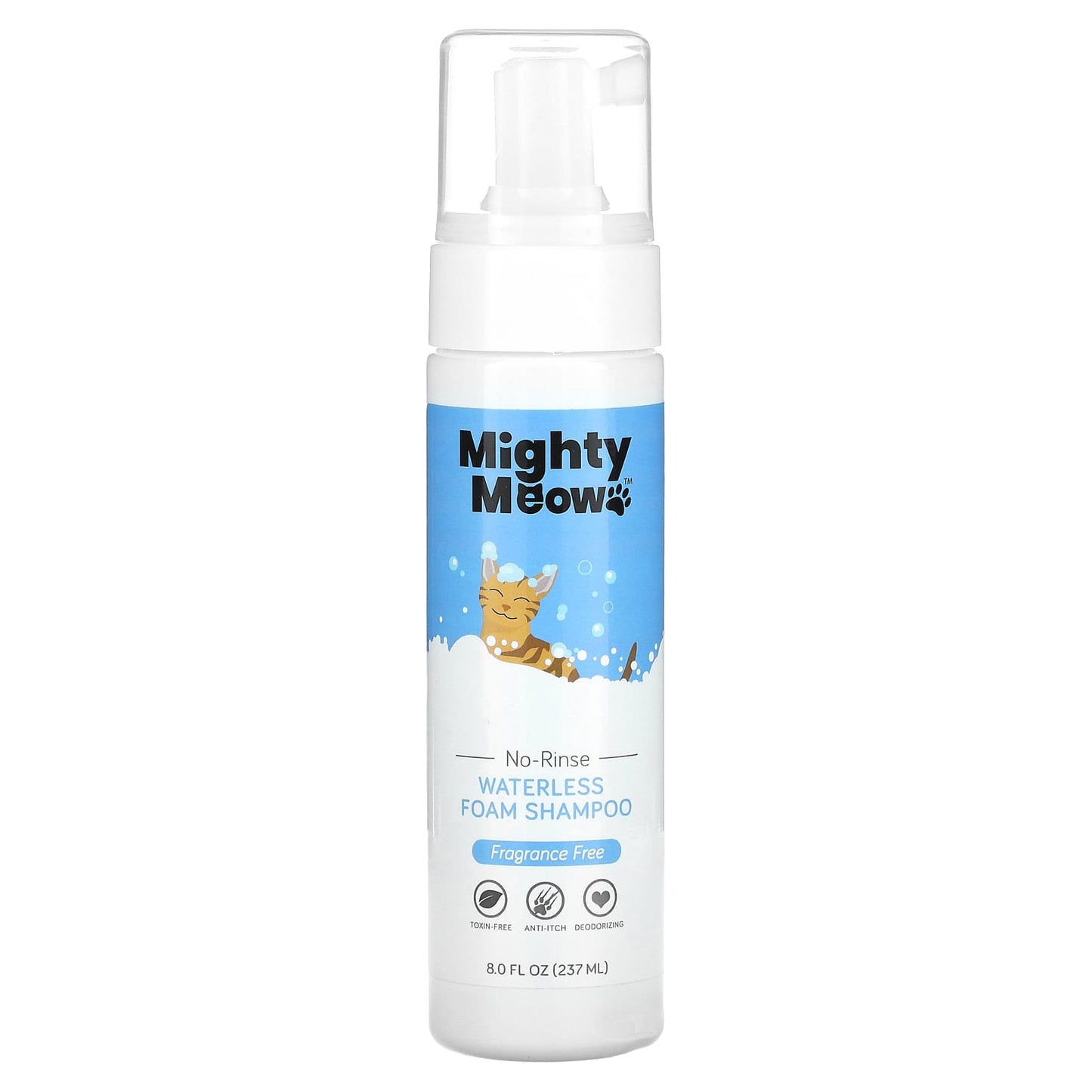 Mighty Mutt, Mighty Meow, Waterless Foam Shampoo, For Cats, Fragrance Free, 8 fl oz (237 ml) - Image 1