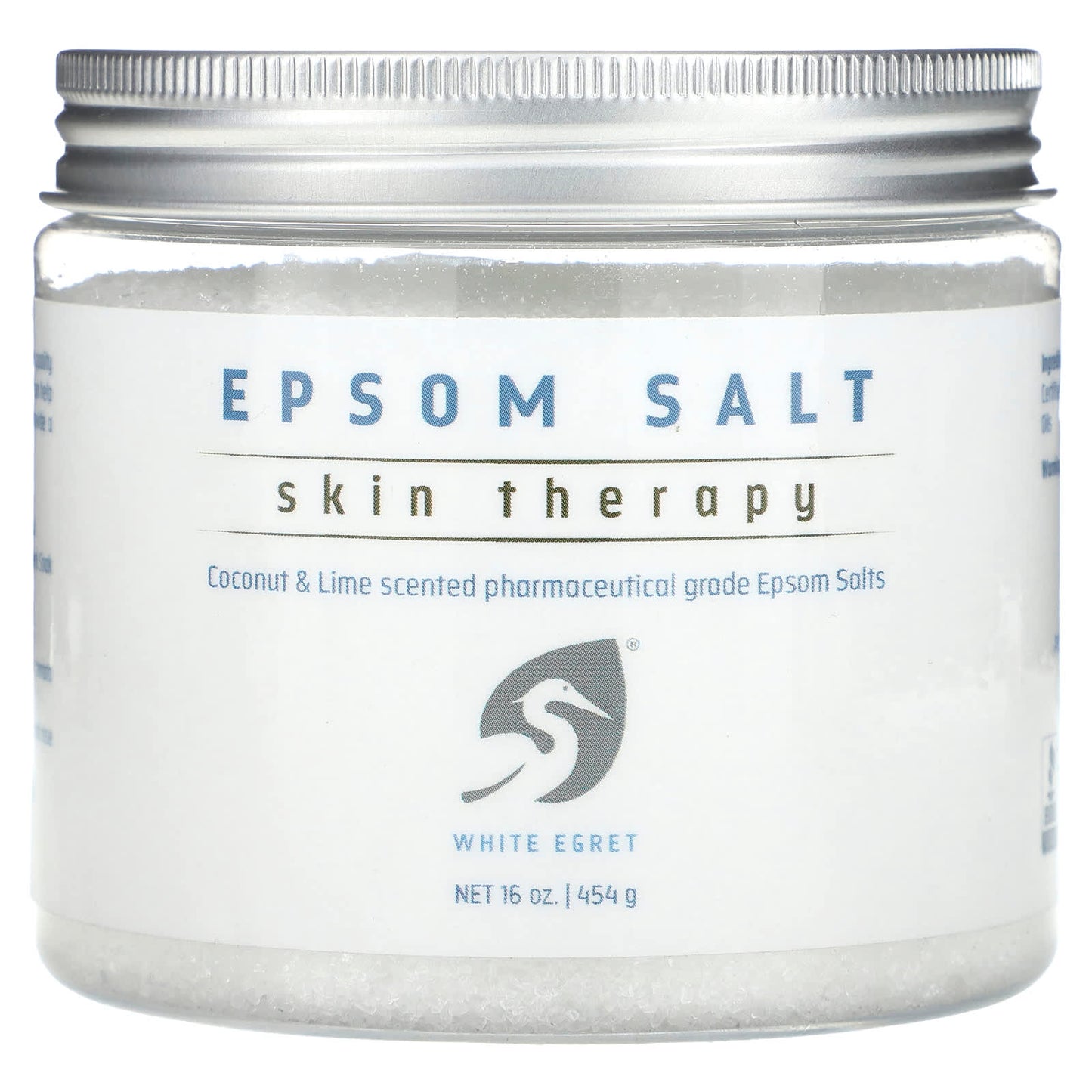 White Egret, Epsom Salt, Skin Therapy, Coconut & Lime, 16 oz (454 g) - Image 1