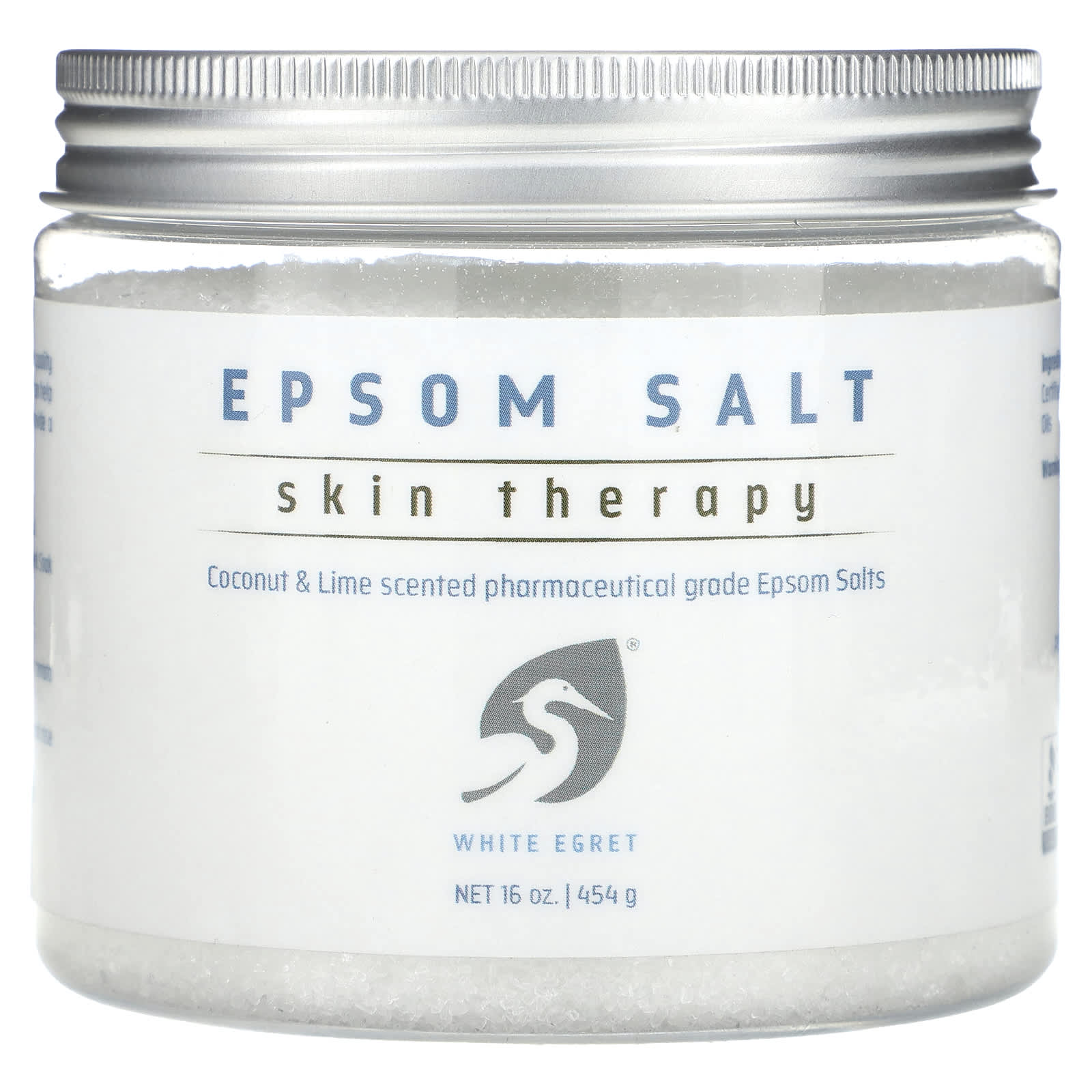 White Egret, Epsom Salt, Skin Therapy, Coconut & Lime, 16 oz (454 g) - Image 1
