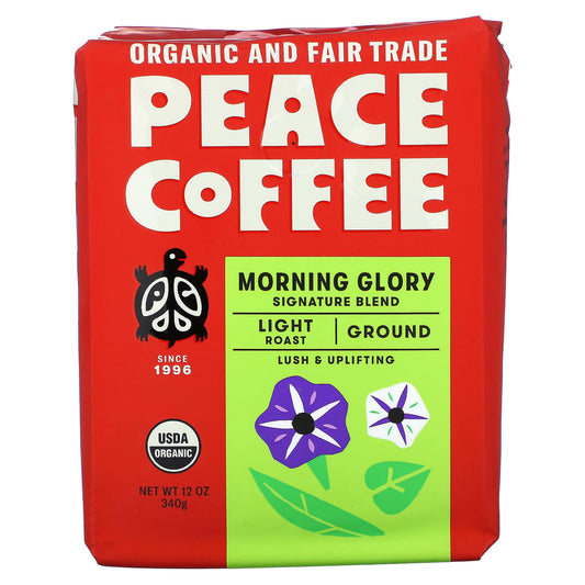 Peace Coffee, Organic Morning Glory, Ground, Light Roast, 12 oz (340 g) - Image 1