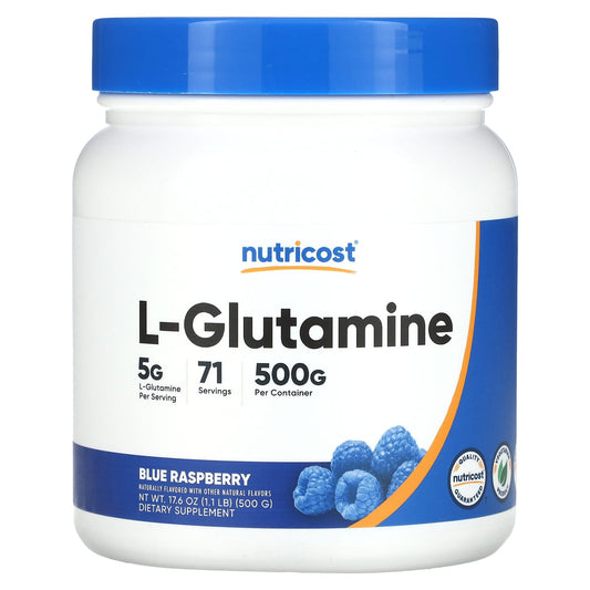 Nutricost, L-Glutamine, Blue Raspberry, 17.6 oz (500 g) - Image 1