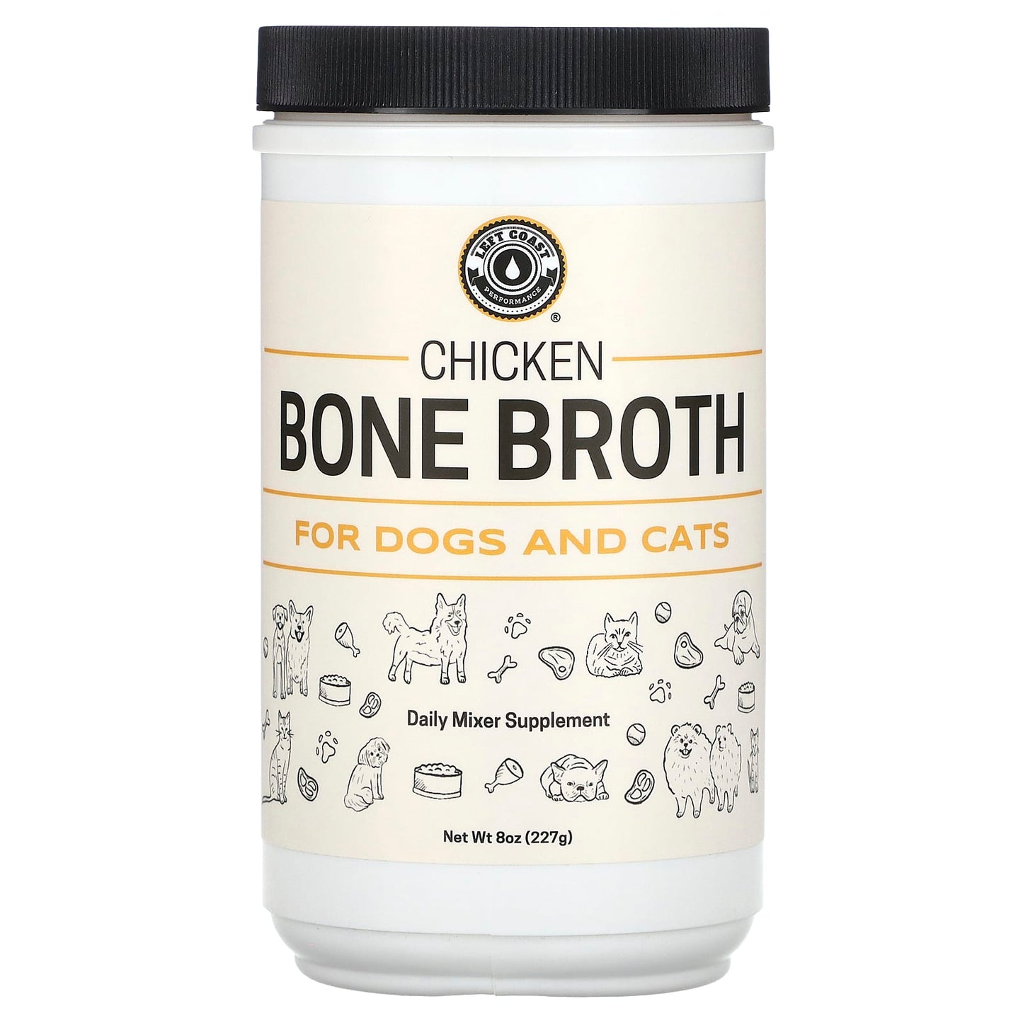 Left Coast Performance, Chicken Bone Broth, For Dogs and Cats, 8 oz (227 g) - Image 1