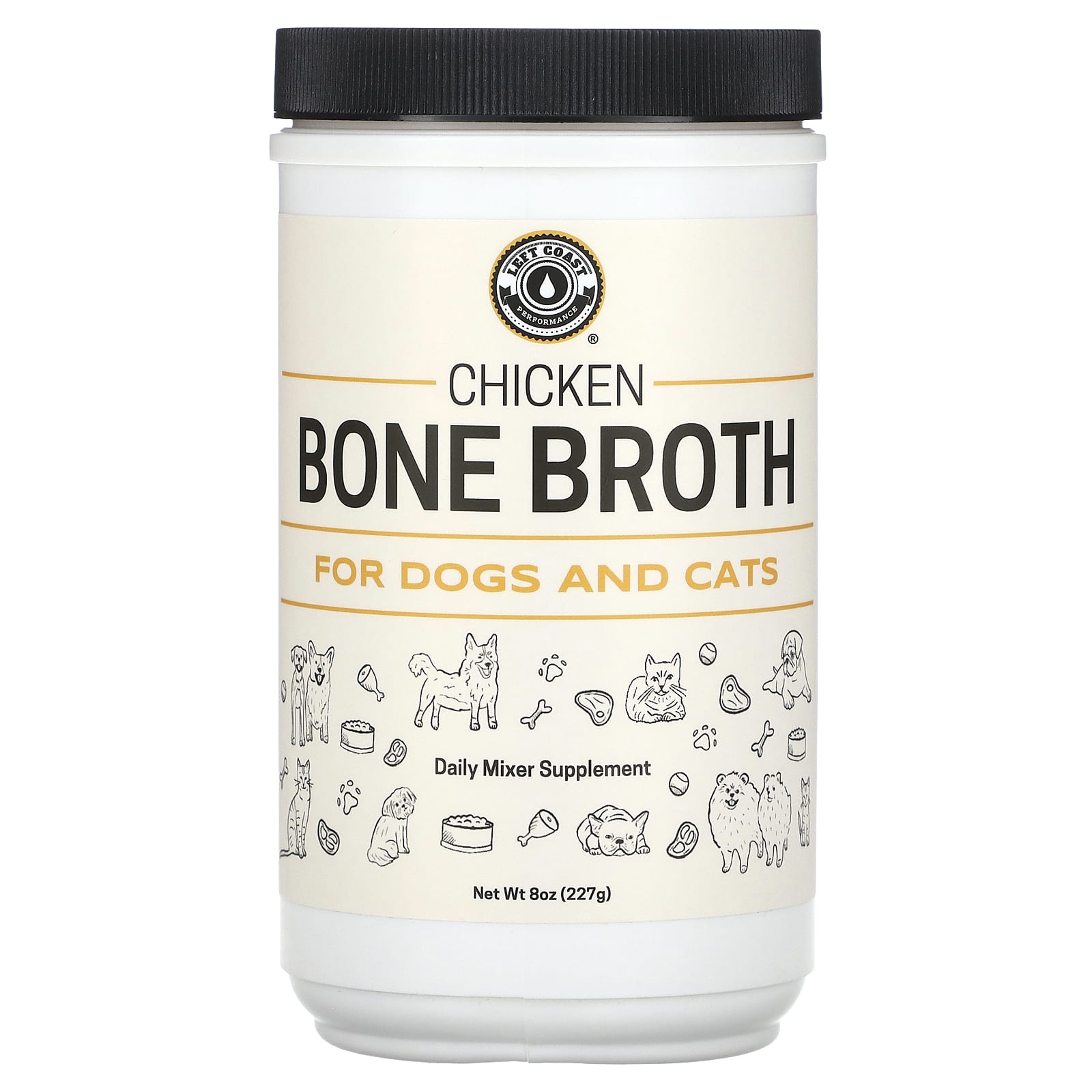 Left Coast Performance, Chicken Bone Broth, For Dogs and Cats, 8 oz (227 g) - Image 1