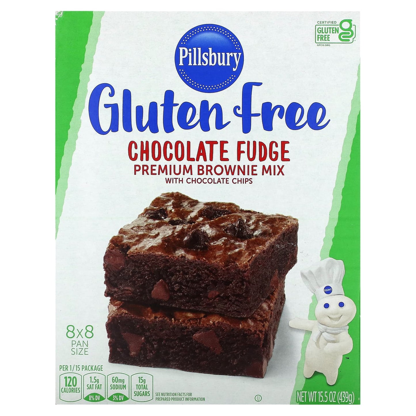 Pillsbury, Chocolate Fudge Premium Brownie Mix with Chocolate Chips, Gluten Free, 15.5 oz (439 g) - Image 1
