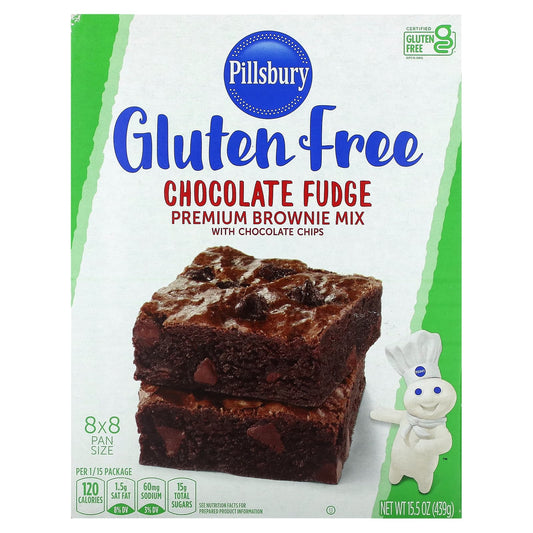 Pillsbury, Chocolate Fudge Premium Brownie Mix with Chocolate Chips, Gluten Free, 15.5 oz (439 g) - Image 1