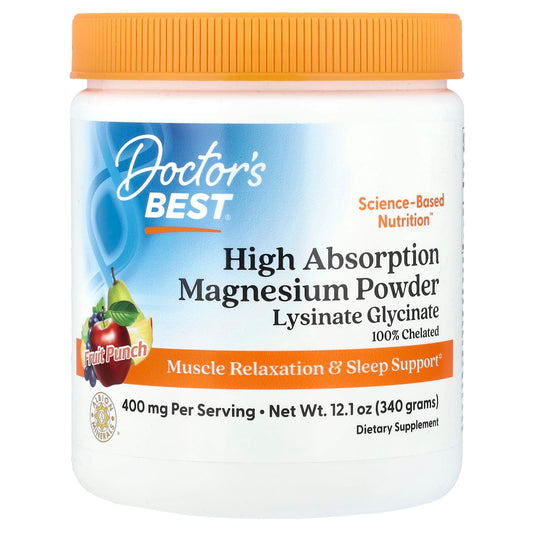 Doctor's Best High Absorption Magnesium Powder | Fruit Punch Flavor - Image 1