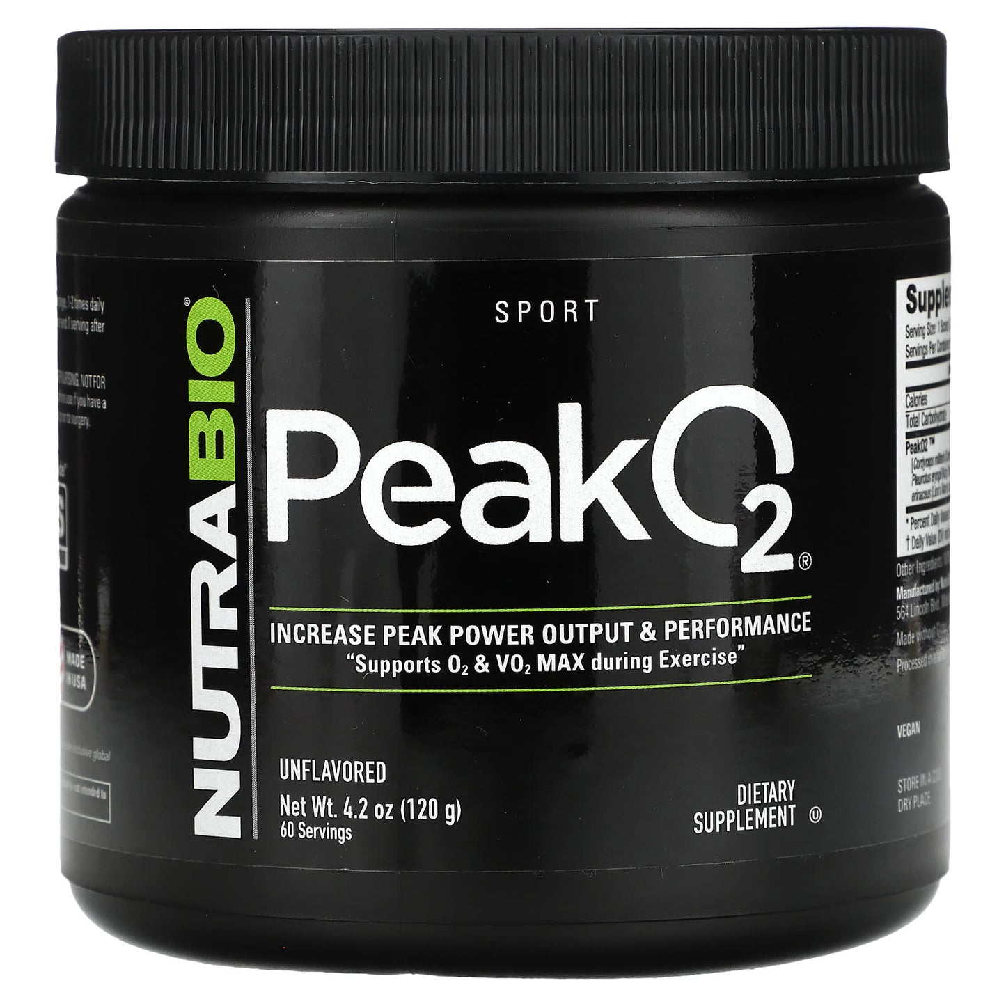 NutraBio, Peak O2, Unflavored, 4.2 oz (120 g) - Image 1