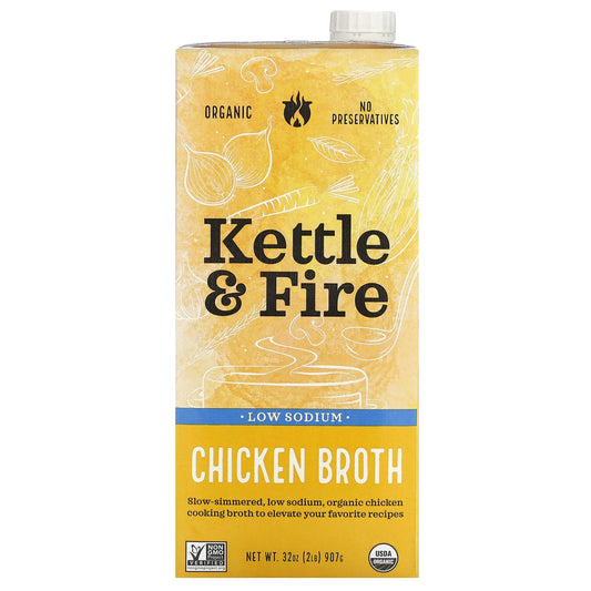 Kettle & Fire, Chicken Broth, Low Sodium, 32 oz  (907 g) - Image 1