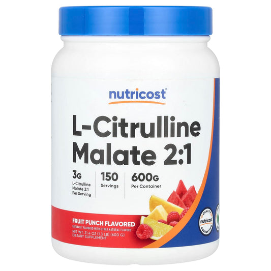 Nutricost, L-Citrulline Malate 2:1, Fruit Punch, 1.3 lb (600 g) - Image 1