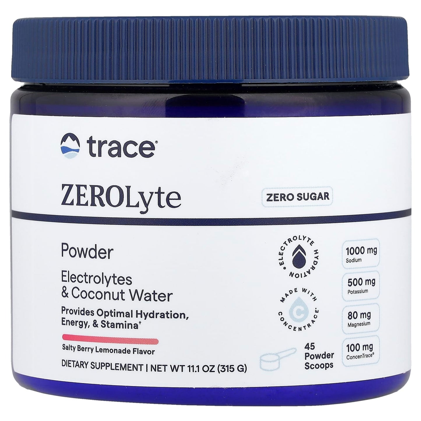 Trace, ZEROLyte Powder, Salty Berry Lemonade, 11.1 oz (315 g) - Image 1