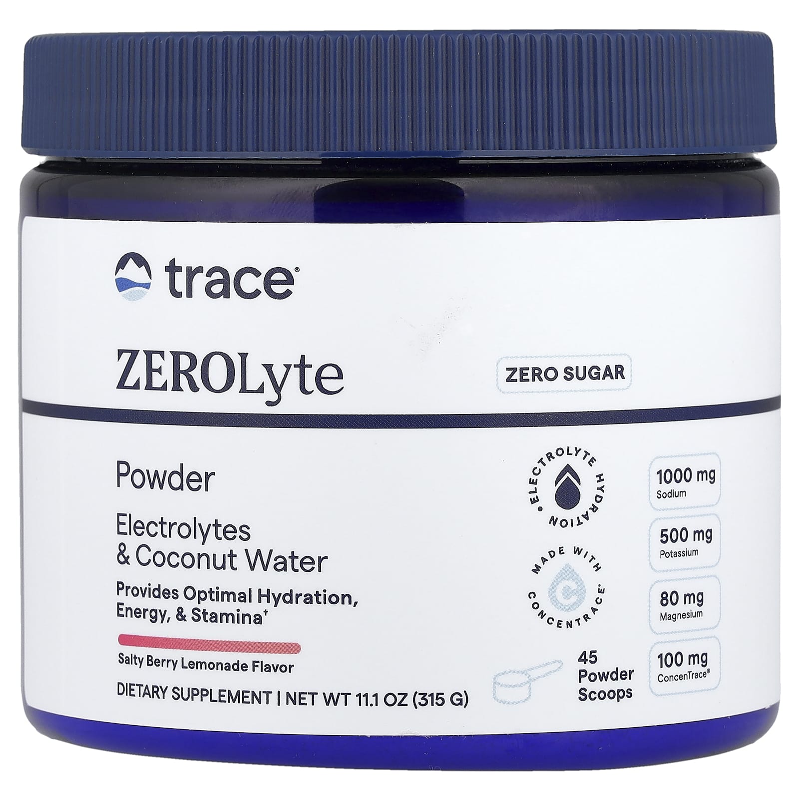 Trace, ZEROLyte Powder, Salty Berry Lemonade, 11.1 oz (315 g) - Image 1
