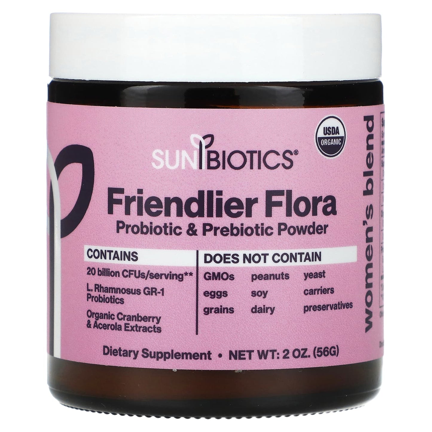 Sunbiotics, Friendlier Flora, Women's Blend, Probiotic & Prebiotic Powder, 2 oz (56 g) - Image 1