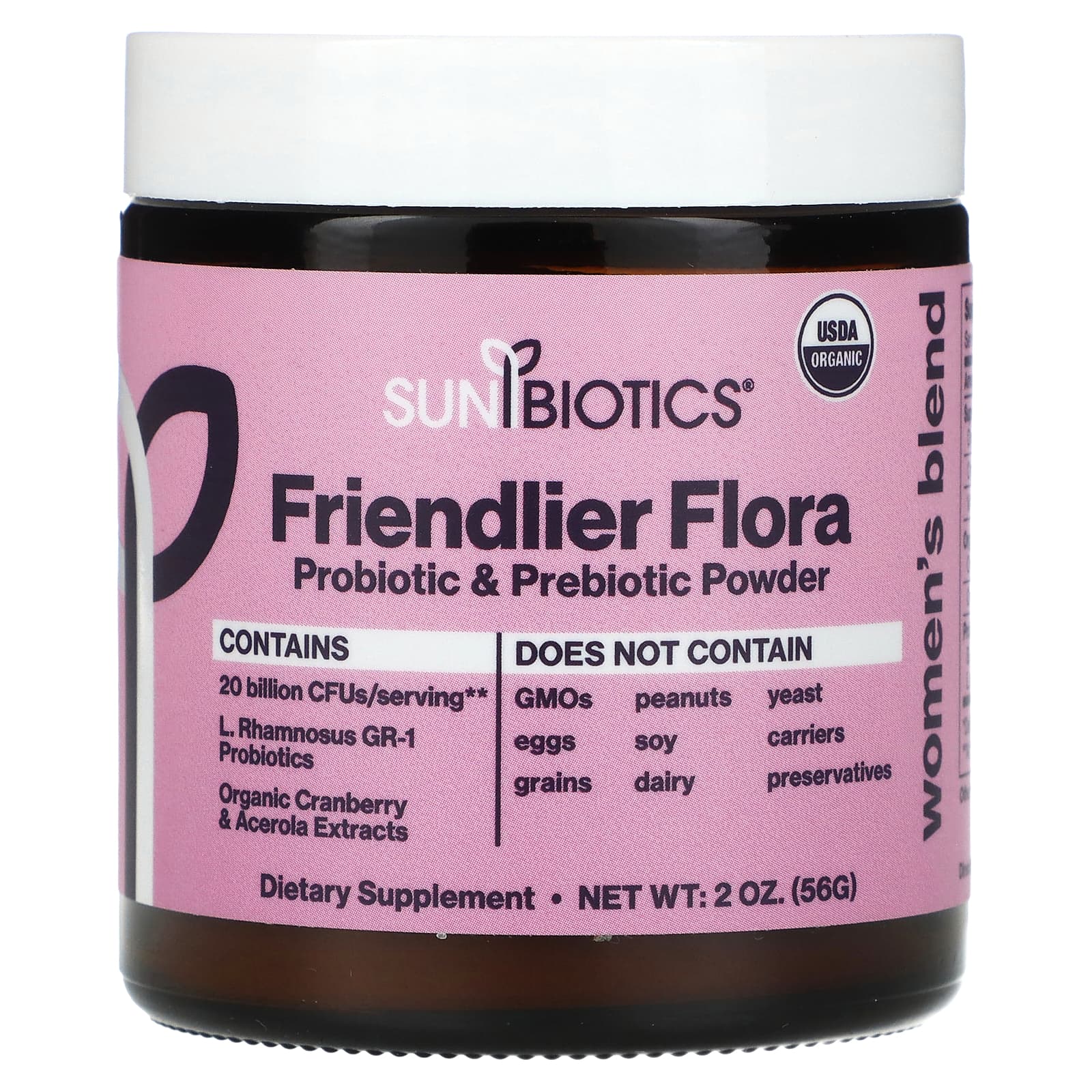 Sunbiotics, Friendlier Flora, Women's Blend, Probiotic & Prebiotic Powder, 2 oz (56 g) - Image 1