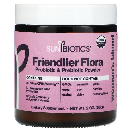 Sunbiotics, Friendlier Flora, Women's Blend, Probiotic & Prebiotic Powder, 2 oz (56 g) - Image 1
