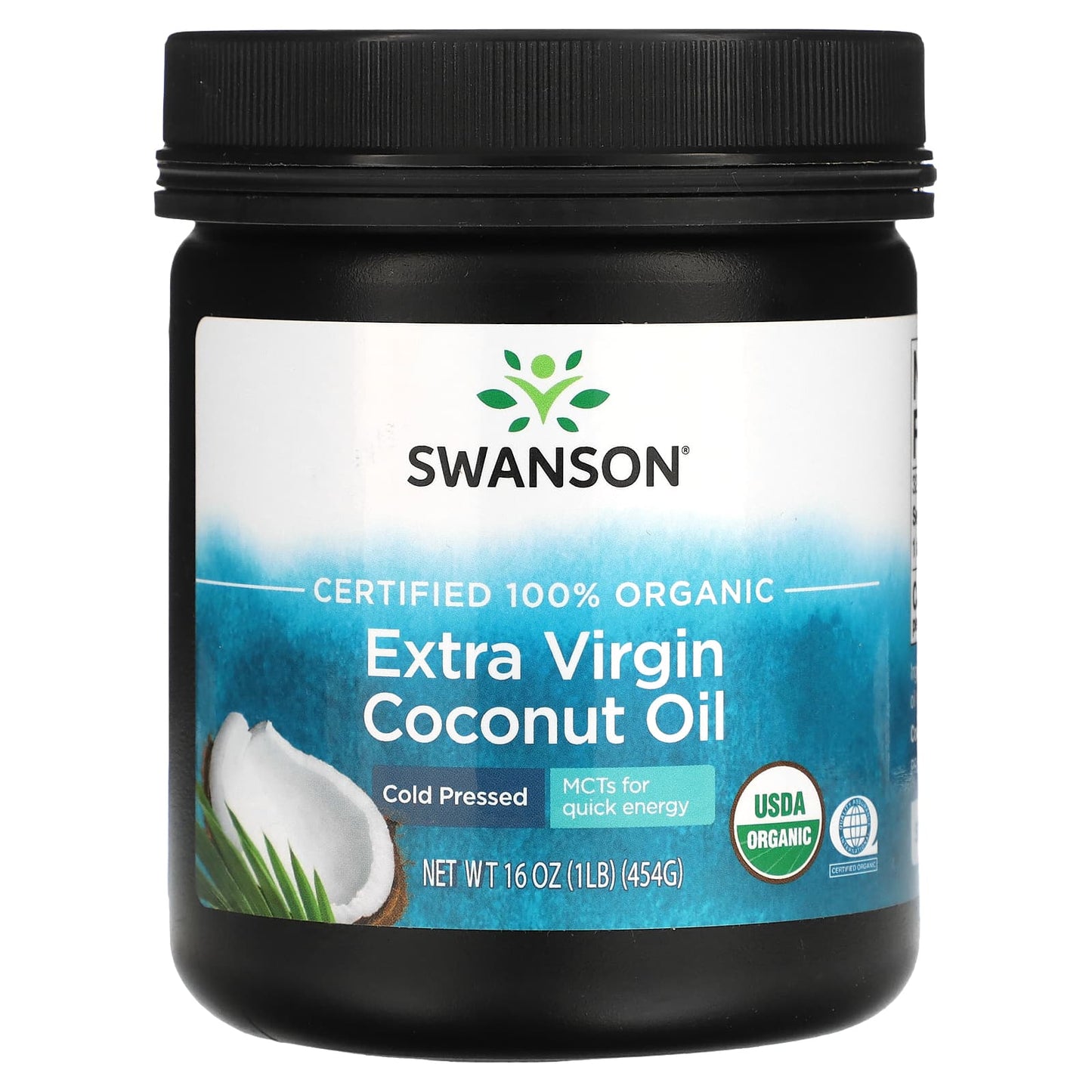 Swanson, Extra Virgin Coconut Oil, Cold Pressed, 1 lbs (454 g) - Image 1