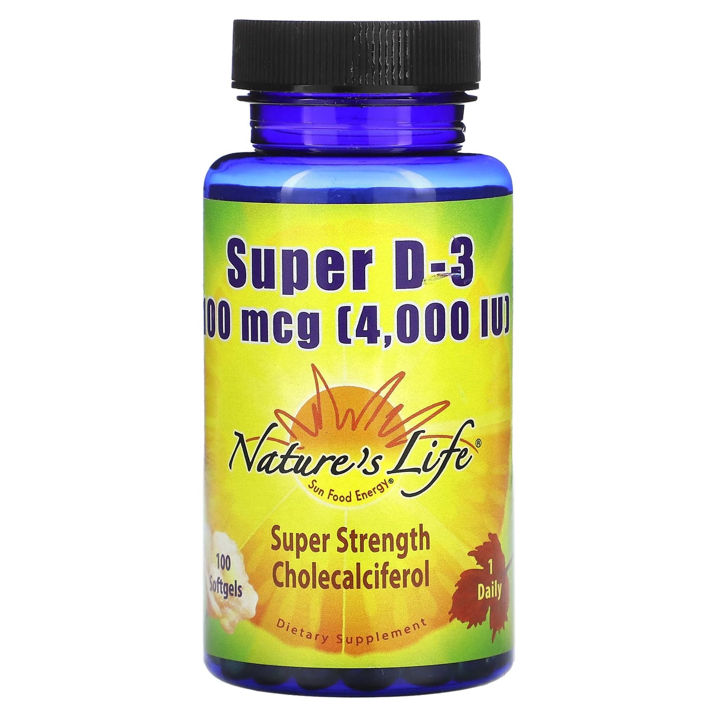 Nature's Life, Super D-3, 100 mcg (4,000 IU), 100 Softgels - Image 1