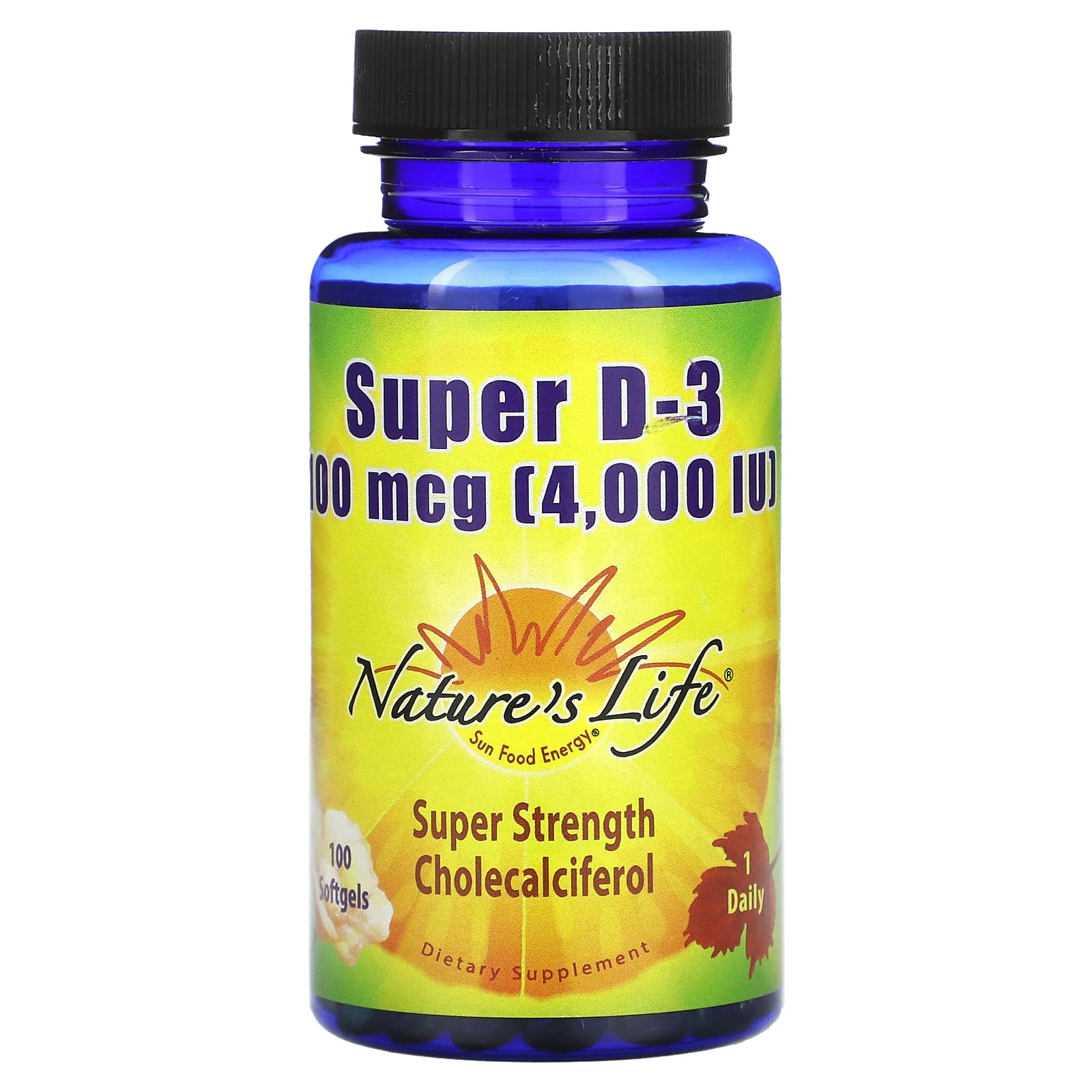 Nature's Life, Super D-3, 100 mcg (4,000 IU), 100 Softgels - Image 1