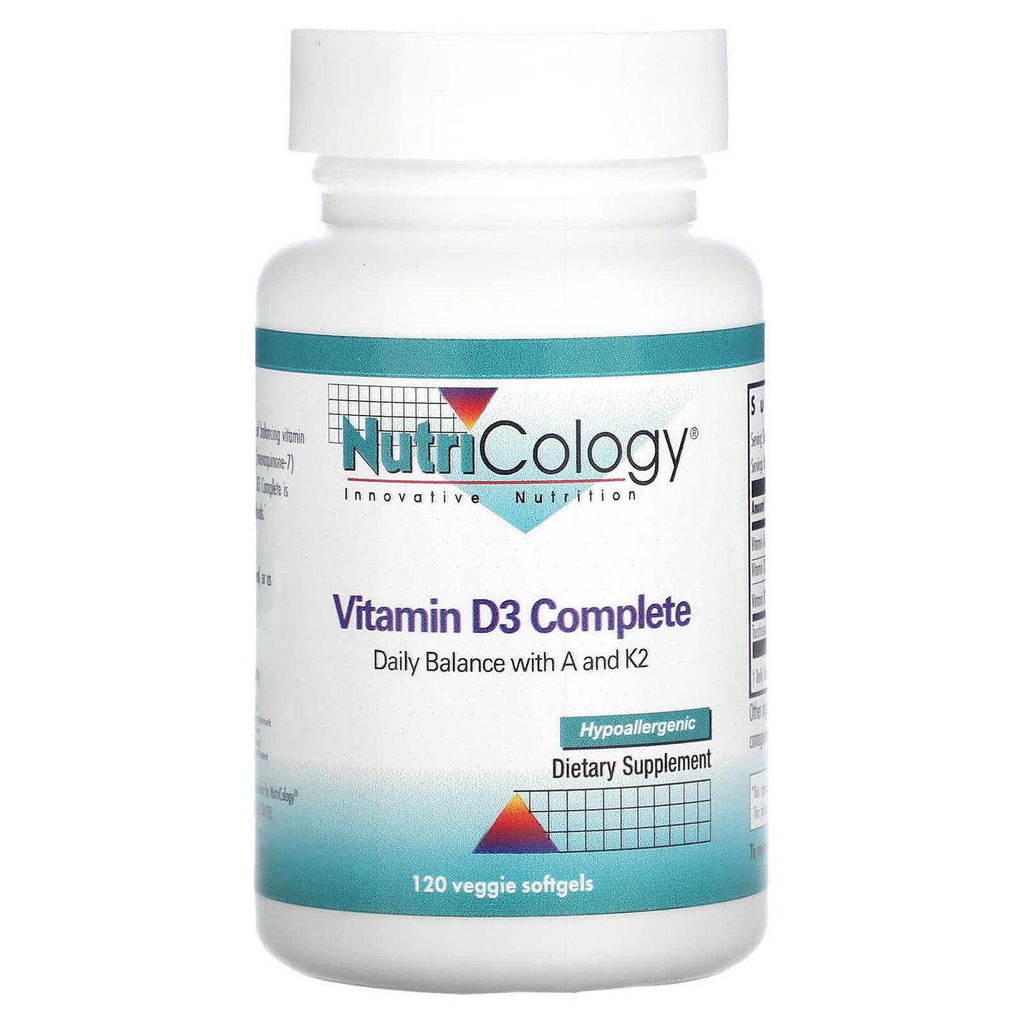 Nutricology, Vitamin D3 Complete , 120 Veggie Softgels - Image 1