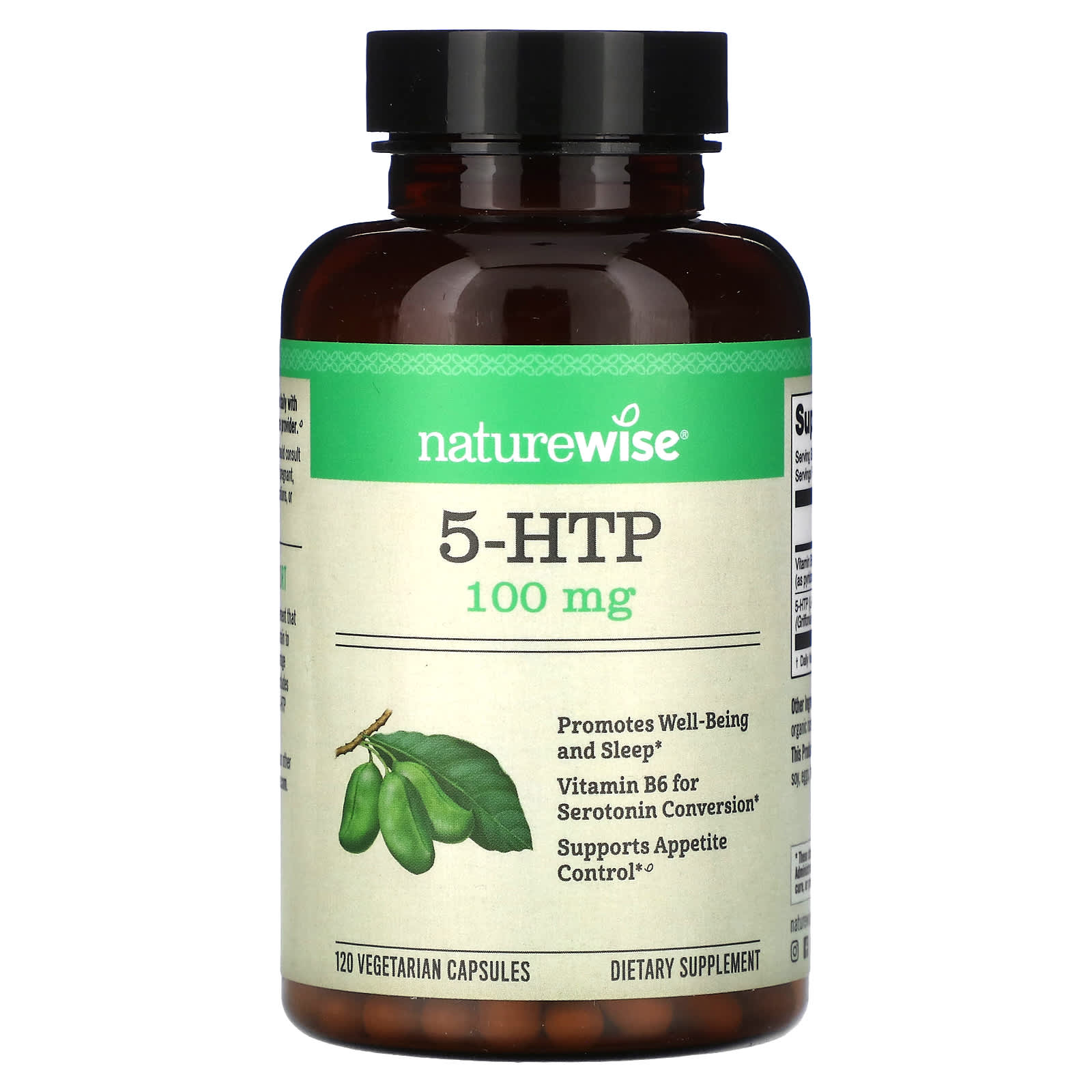NatureWise, 5-HTP, 100 mg, 120 Vegetarian Capsules - Image 1
