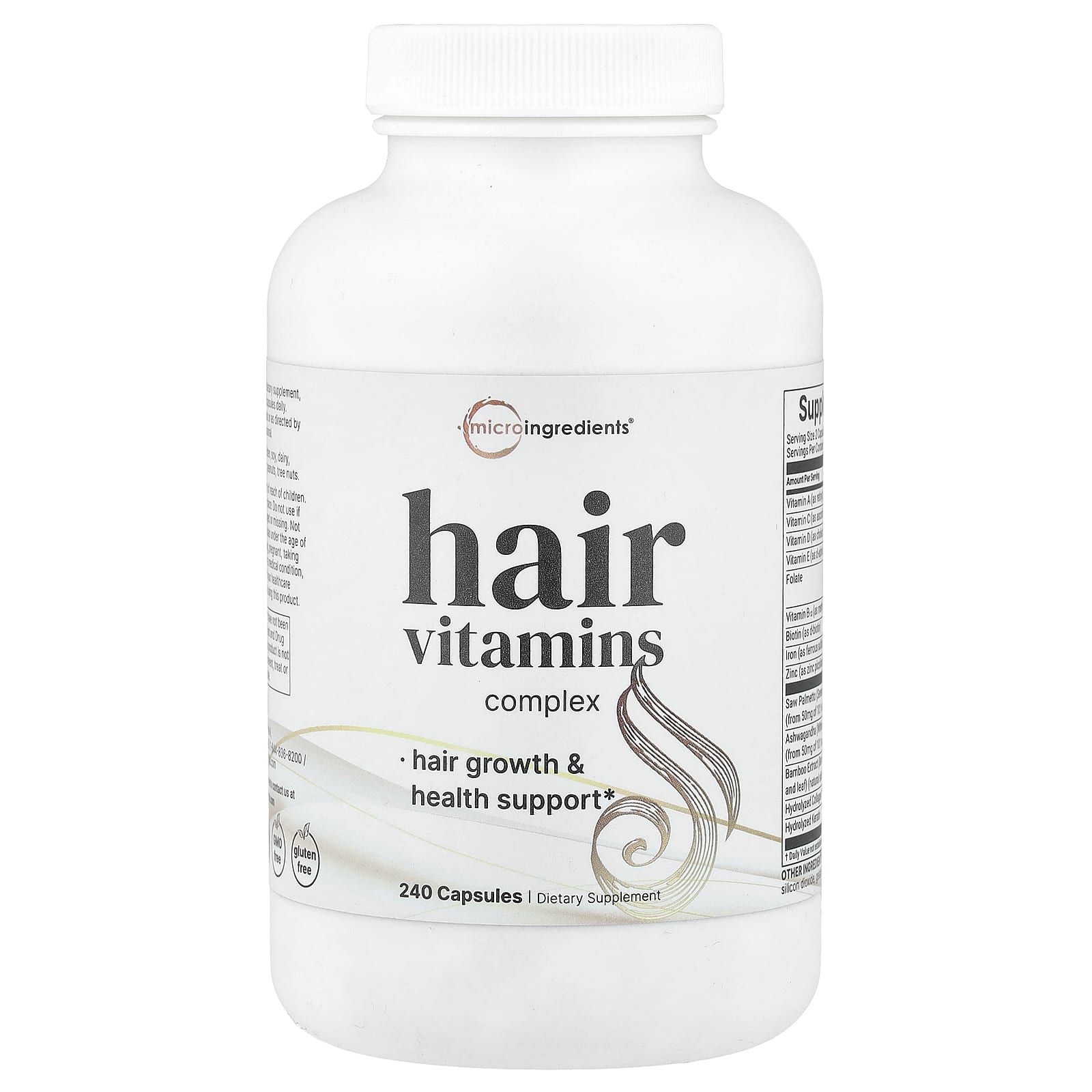 Micro Ingredients, Hair Vitamins Complex, 240 Capsules - Image 1