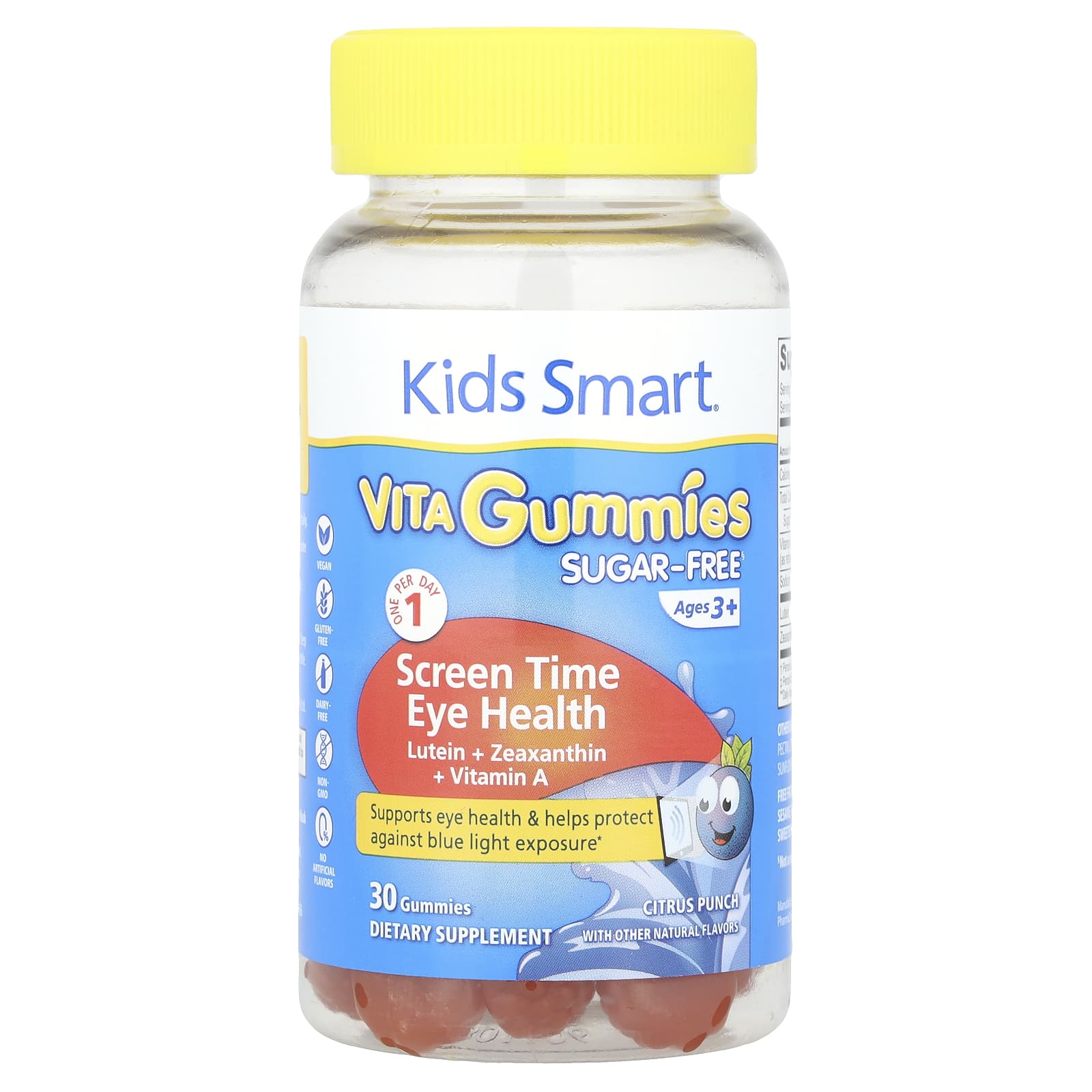 Kids Smart® Vita Gummies, Screen Time Eye Health, Sugar Free, Ages 3+, Citrus Punch, 30 Gummies - Image 1