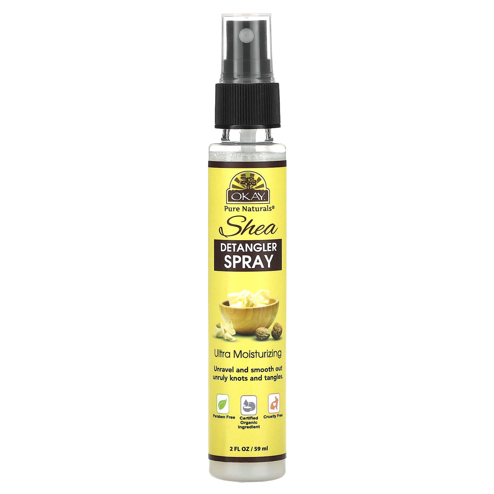 Okay Pure Naturals, Shea Detangler Spray, 2 fl oz (59 ml) - Image 1