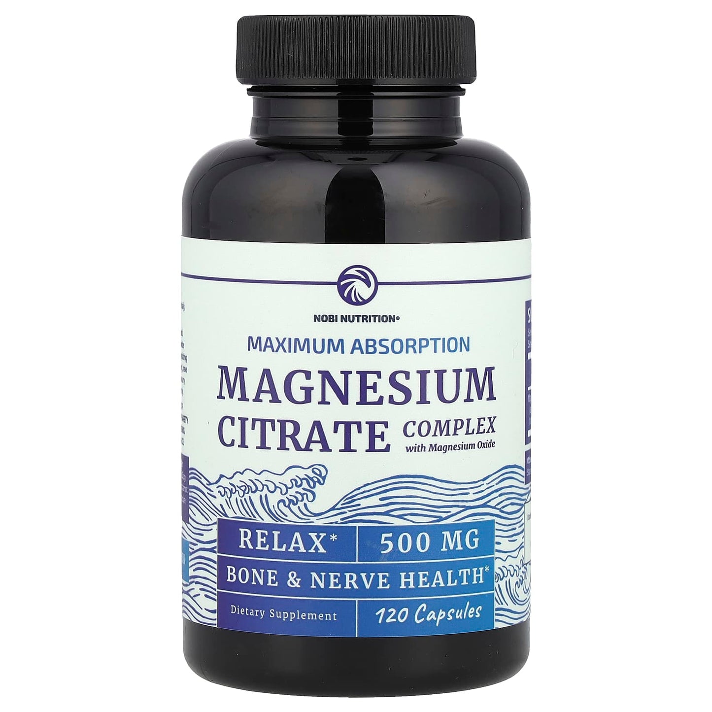 Nobi Nutrition, Magnesium Citrate Complex with Magnesium Oxide, 500 mg, 120 Capsules - Image 1