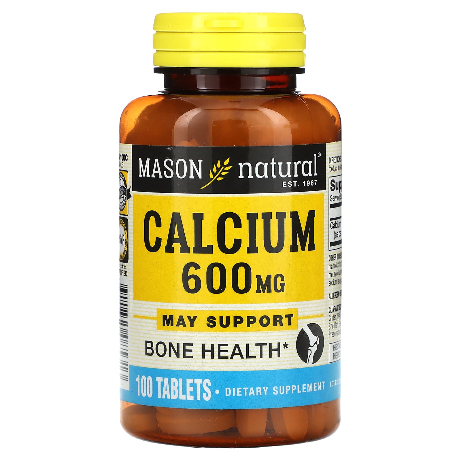 Mason Natural, Calcium, 600 mg, 100 Tablets - Image 1