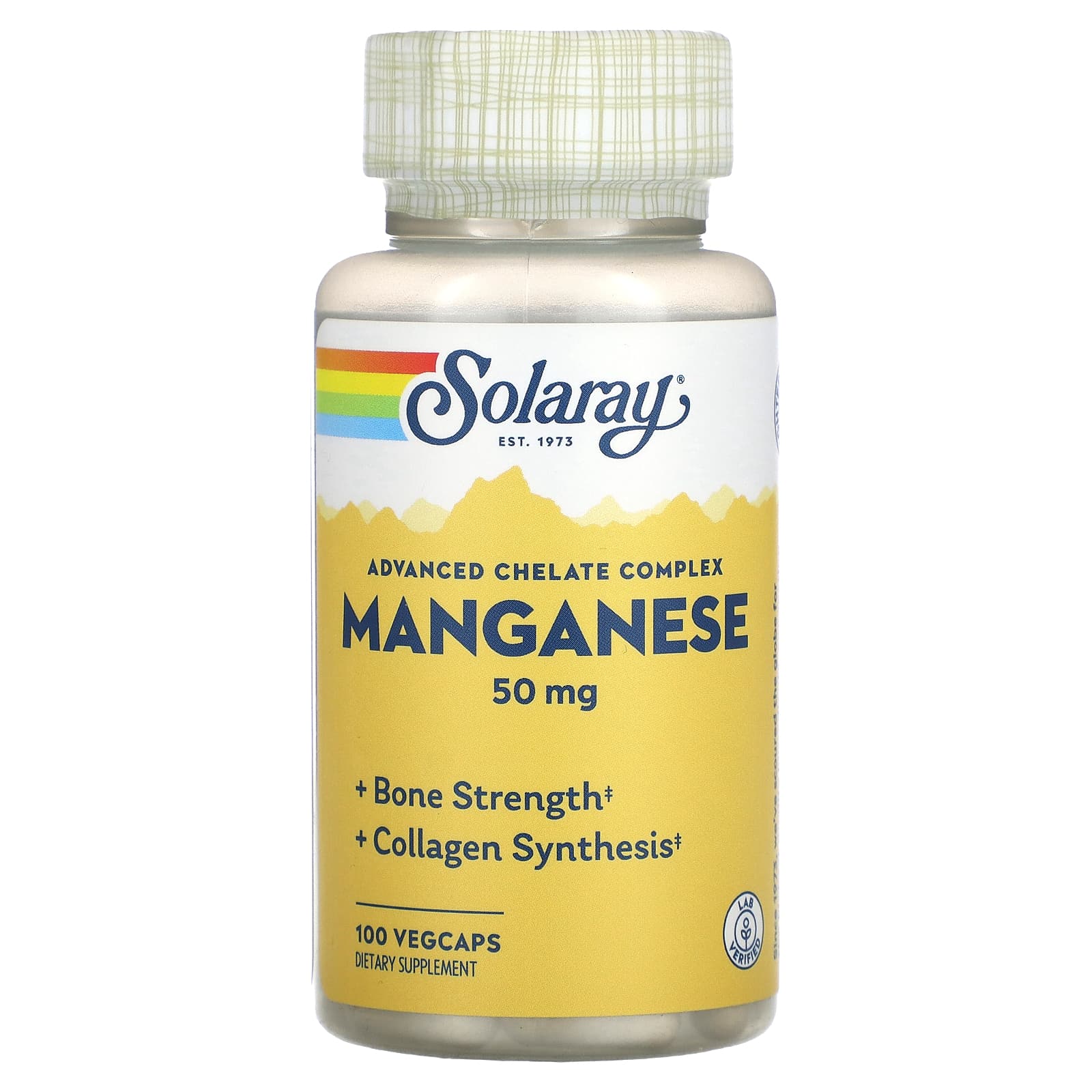Solaray, Manganese, Advanced Chelate Complex, 50 mg, 100 VegCaps - Image 1