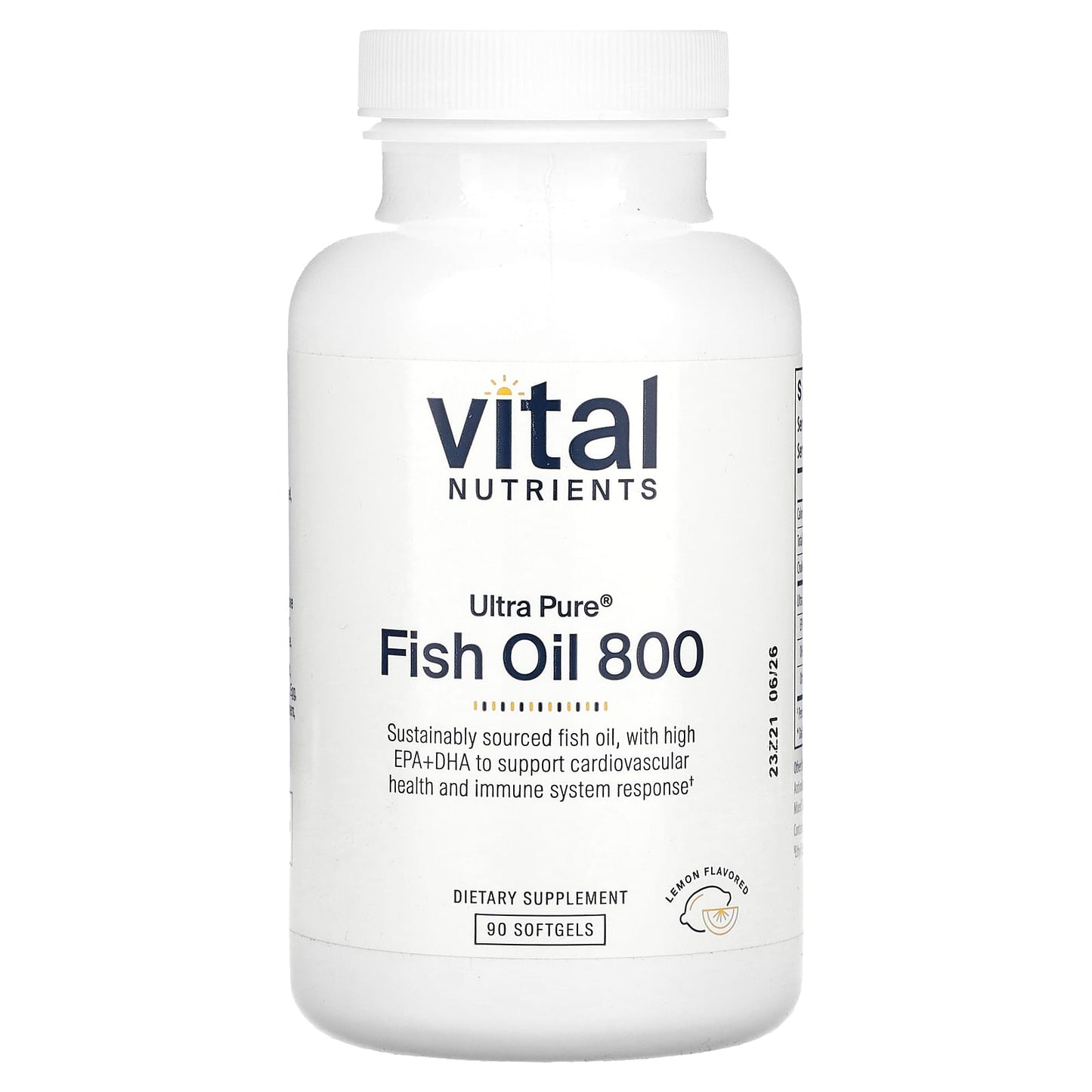 Vital Nutrients, Ultra Pure, Fish Oil 800, Lemon, 90 Softgels - Image 1