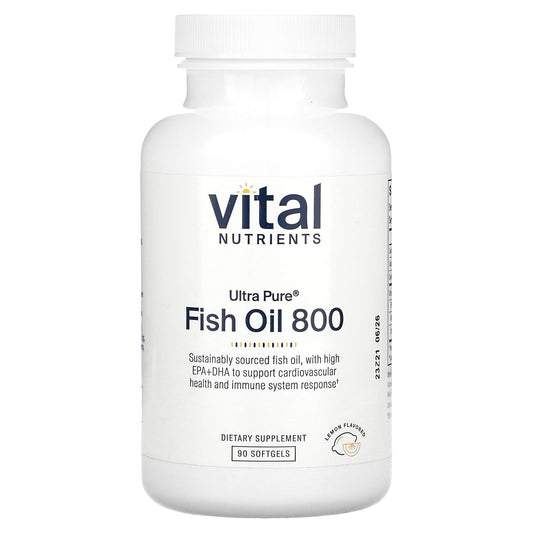 Vital Nutrients, Ultra Pure, Fish Oil 800, Lemon, 90 Softgels - Image 1