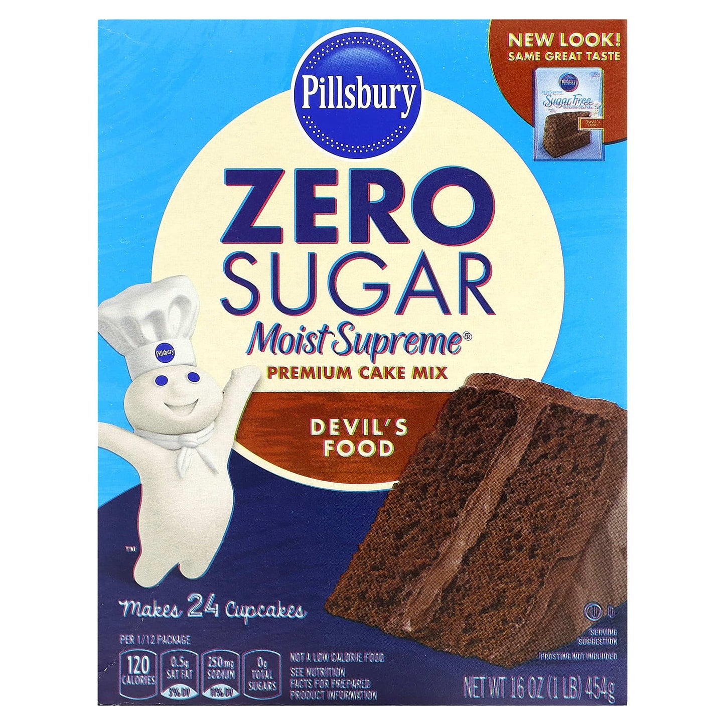 Pillsbury, Zero Sugar, Premium Cake Mix, Devil's Food, 16 oz (454 g) - Image 1