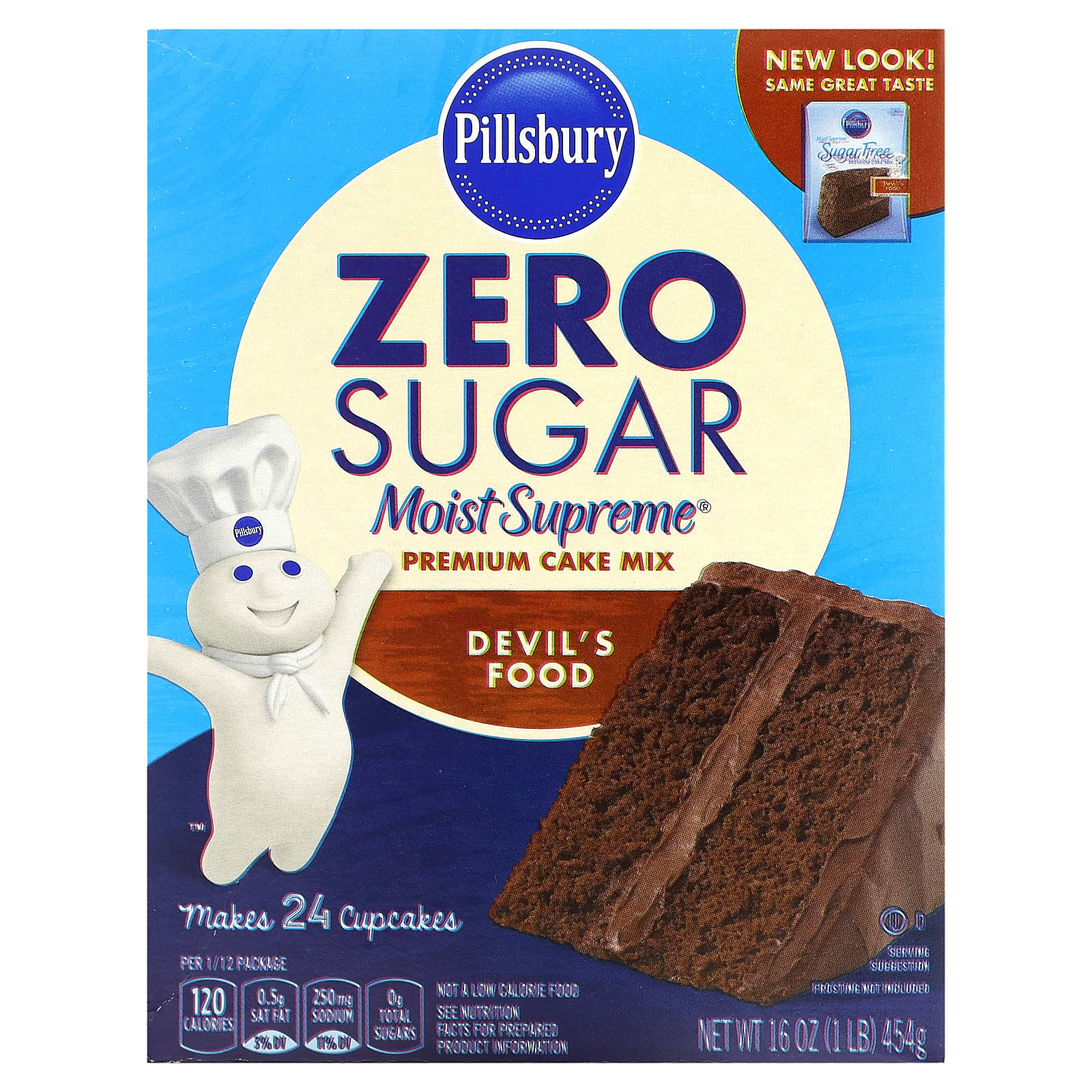 Pillsbury, Zero Sugar, Premium Cake Mix, Devil's Food, 16 oz (454 g) - Image 1