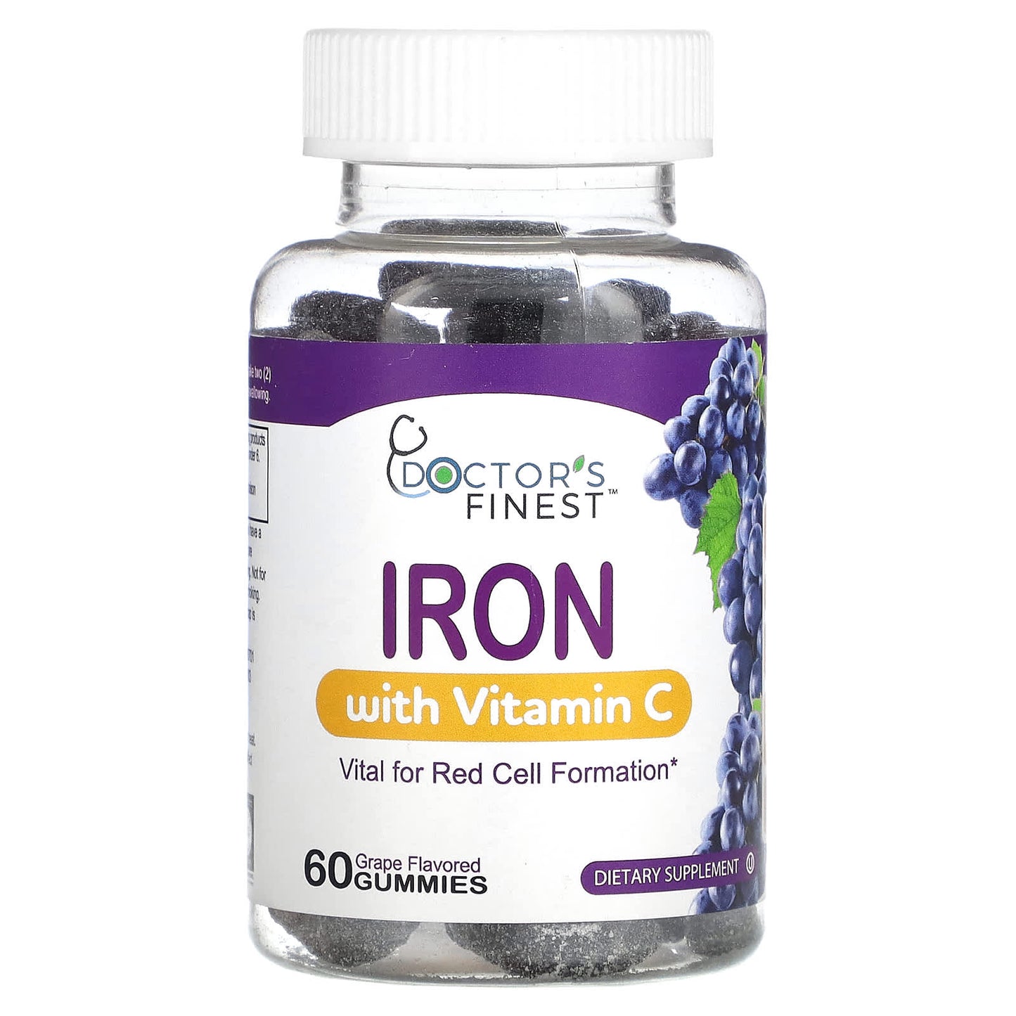 Doctor's Finest Iron Gummies with Vitamin C - Grape Flavor, 60 Count - Image 1