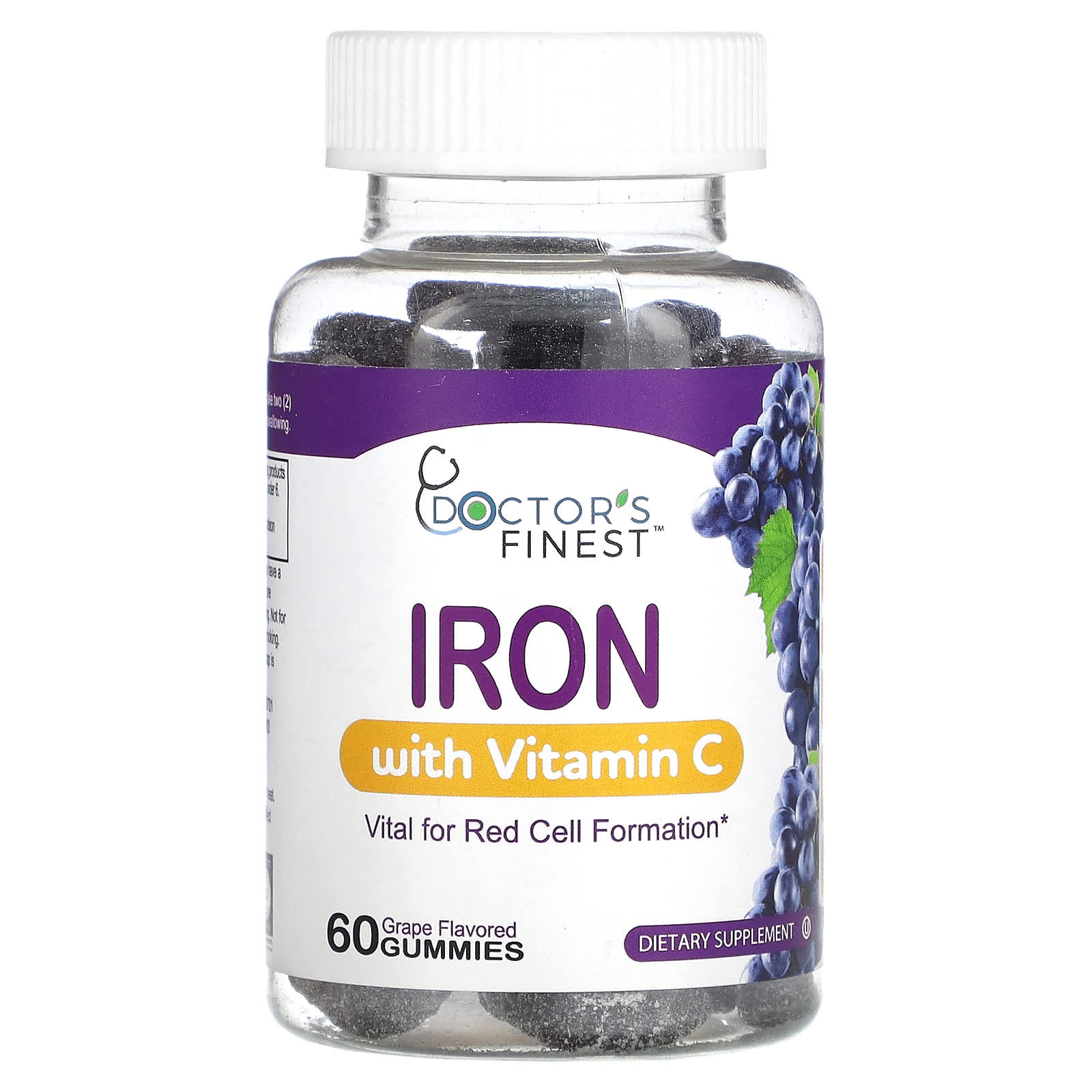 Doctor's Finest Iron Gummies with Vitamin C - Grape Flavor, 60 Count - Image 1