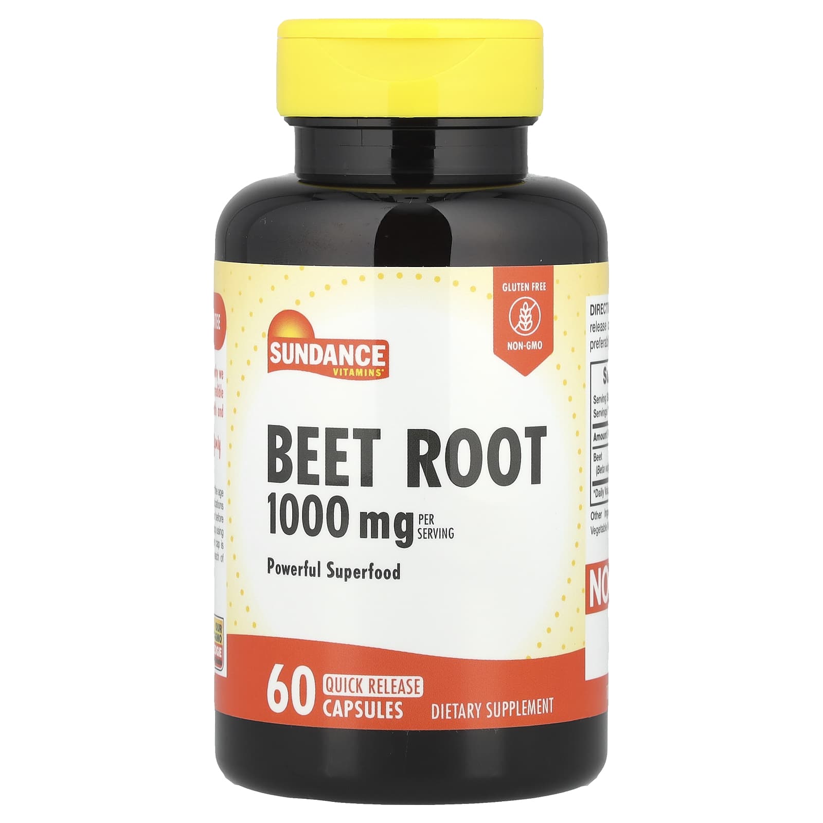 Sundance Vitamins, Beet Root, 60 Quick Release Capsules (500 mg per Capsule) - Image 1