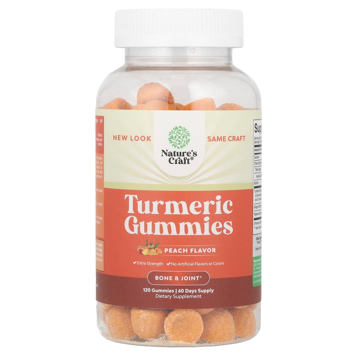 Nature's Craft, Turmeric Gummies, Peach, 120 Gummies - Image 1