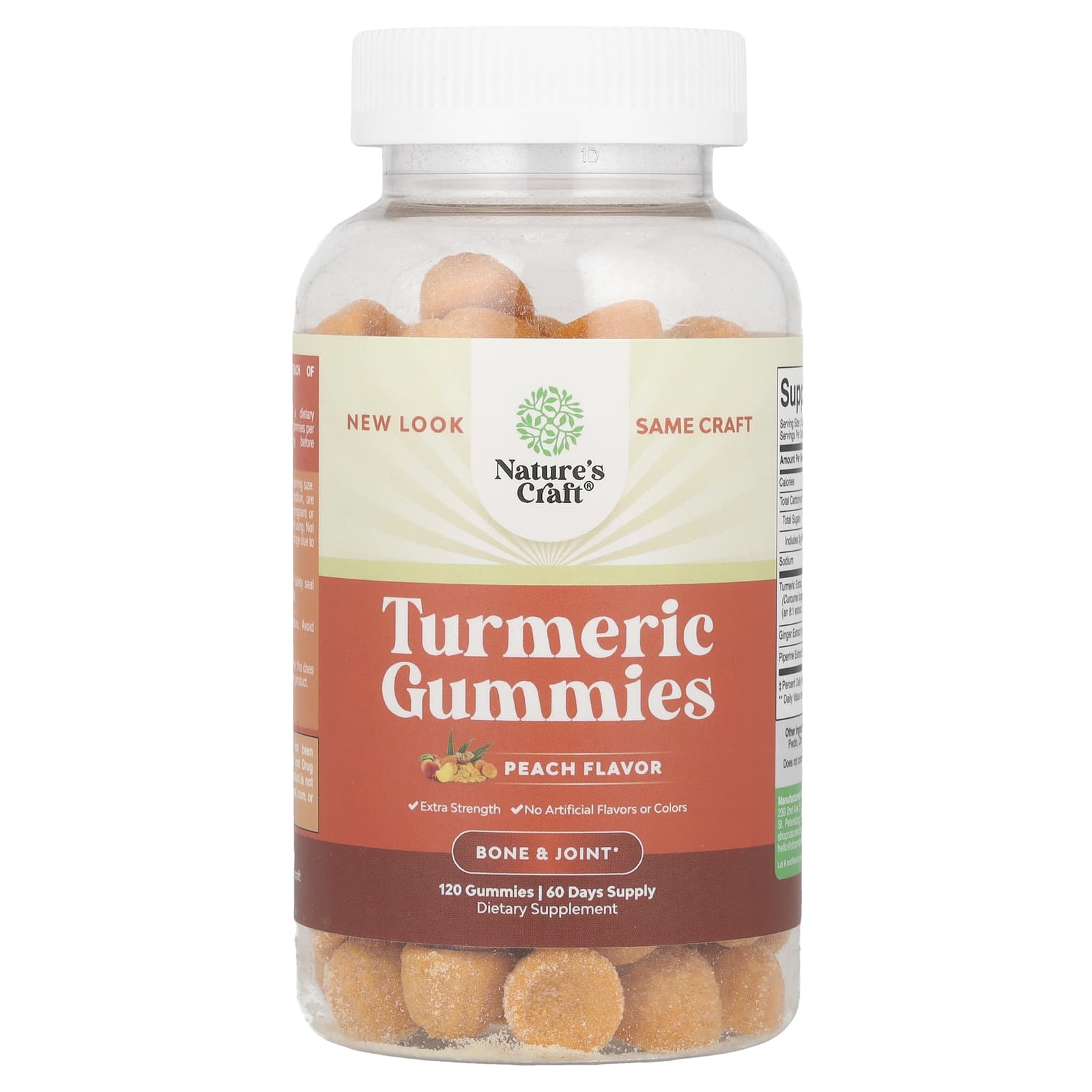 Nature's Craft, Turmeric Gummies, Peach, 120 Gummies - Image 1