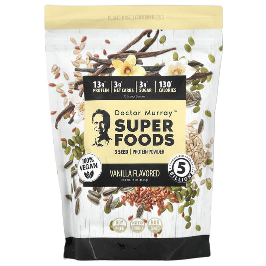 Vegan Vanilla Protein Powder by Dr. Murray's - 3 Seed Blend, 16 oz - Image 1