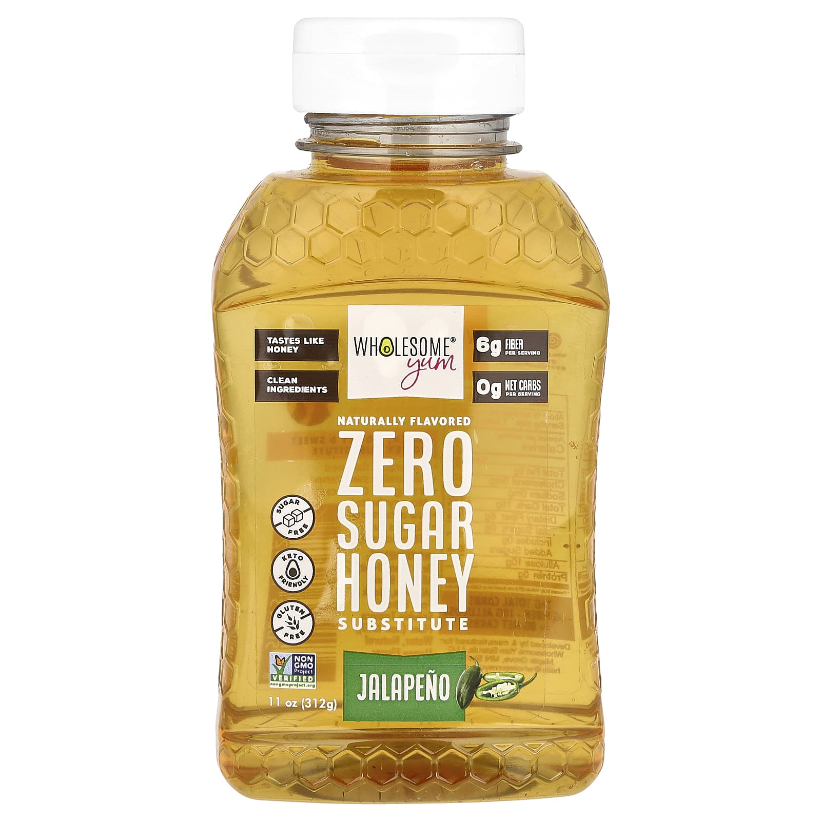 Wholesome Yum, Zero Sugar Honey Substitute, Jalapeno, 11 oz (312 g) - Image 1
