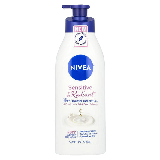 Nivea, Sensitive & Radiant Body Lotion, Fragrance Free, 16.9 fl oz (500 ml) - Image 1