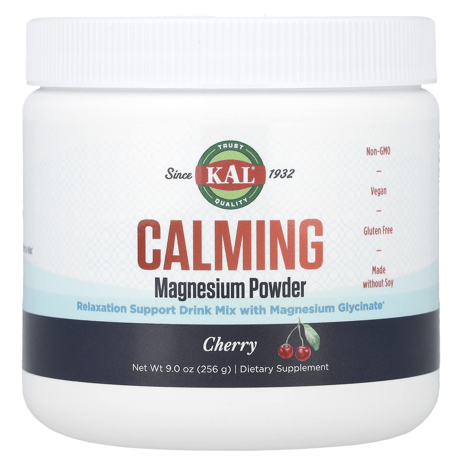 KAL, Calming Magnesium Powder, Cherry, 9 oz (256 g) - Image 1